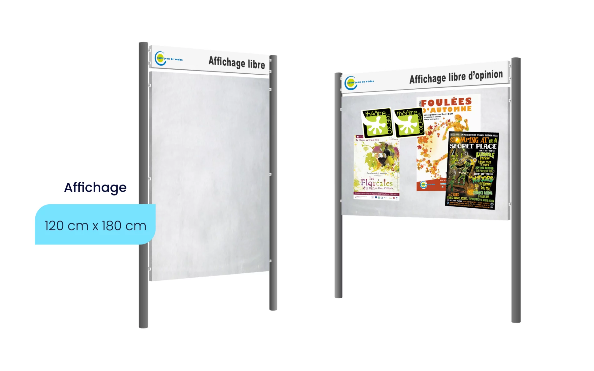 Représentation 3D de l'affichage libre : affi-libre bandeau 2V 2H